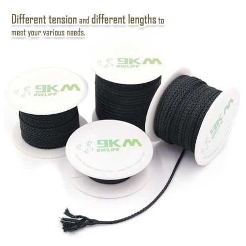9KM DWLIFE 100% Kevlar Schnur Mehrzweck-Geflechtschnur Drachenschnur Campingschnur Angelschnur Modellraketen Hitze und Schnittfest Schwarz(22kg~680kg)