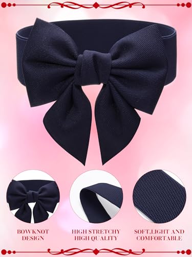2 Pcs Bow Bow Belt with Elastic Design for Dresses Vintage Stretch Cinch Belts, Ideal as Party Dress Accessories3