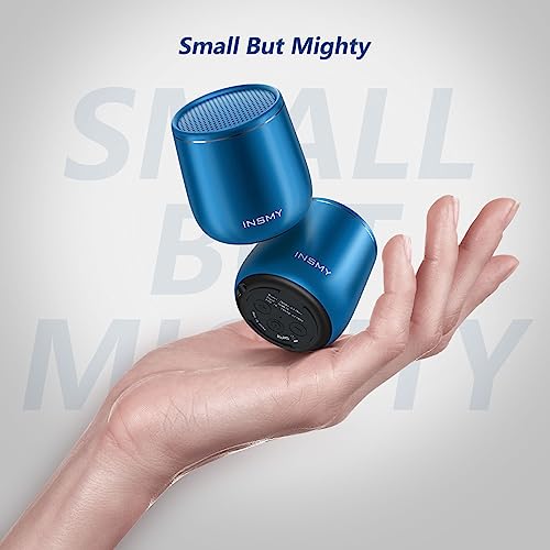Image of INSMY Small Bluetooth Speaker, Waterproof Mini Portable Wireless Speaker, Punchy Bass Rich Audio Stereo Pairing, Handheld Pocket Size, Built in Mic for Hiking Gift Laptop Tablet (Blue)