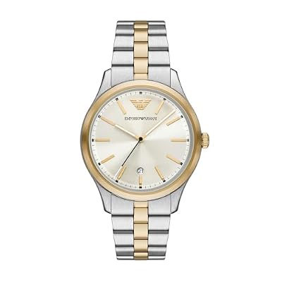 Emporio Armani Orologio per uomo, Movimento al quarzo con data a tre lancette e cassa da 41 mm con cinturino in acciaio o pelle