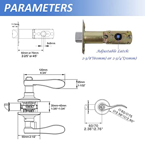 Knobonly 5 X Privacy Door Handles Lever Keyless Brushed Nickel Right Or Left Handed Bed/Bathroom Door Leverset #TOP7