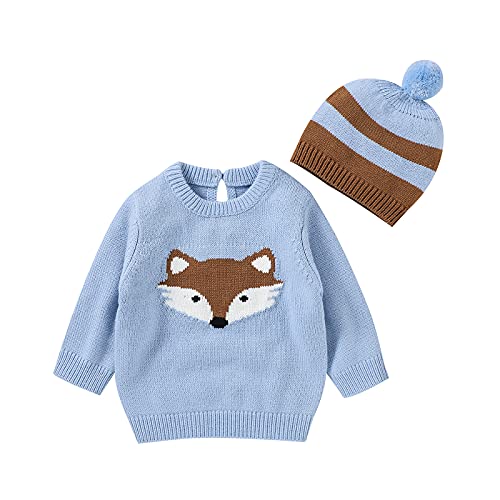 Hinzonek Pull en tricot pour nouveau-né - Chaud - En crochet - À manches longues - Avec pompon - Pour bébé de 0 à 18 mois - Pour garçons et filles Cover