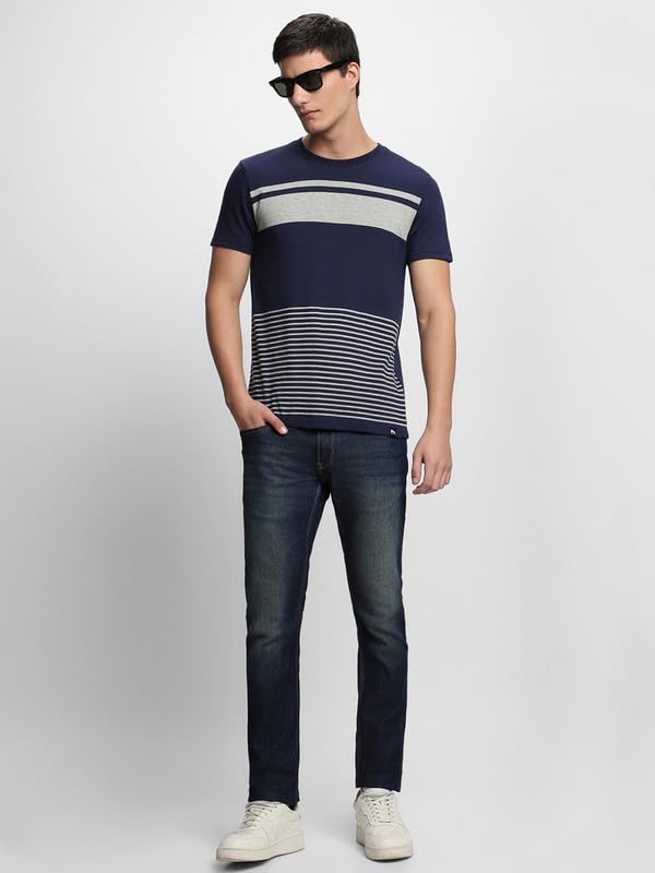 Image of Dennis Lingo Men's Cotton Solid Round Neck Slim Fit T-Shirts