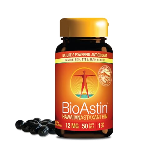 Nutrex Hawaii BioAstin Hawaiian Astaxanthin - 12mg, 50 Softgels - Farm-Direct Premium Antioxidant Supplement to Support Eye, Skin, Joint & Immune System Health - Non-GMO & Gluten-Free