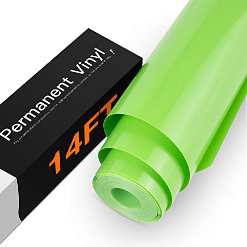 Image of HTVRONT Green Permanent Vinyl - 12 inch x 14 FT Glossy Apple Green Permanent Adhesive Vinyl Roll Compatible with Cricut Cutting Machine, Silhouette, Cameo Cutters, Signs, Scrapbooking, Craft, Die Cutters