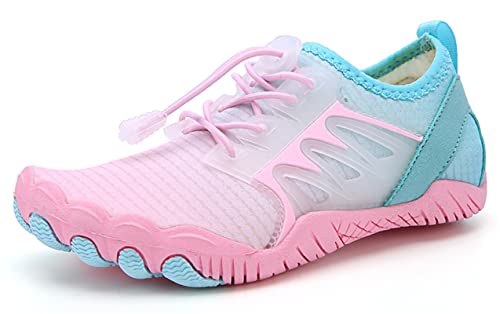 Teechodina Kinder Barfußschuhe Kleinkind Barfussschuhe Wasserschuhe Strandschuhe Schnell Trocknend Badeschuhe Aquaschuhe für Jungen Mädchen, C Rosa, 34