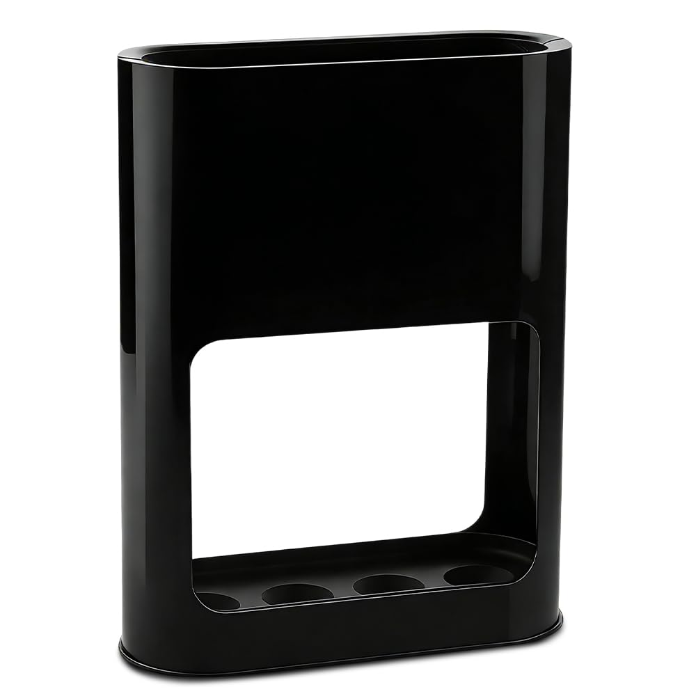 Paragüero Negro 4 Ranuras 28x21.8x9cm Bandeja de Goteo Extraíble Organizador Paraguas Largos Cortos