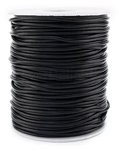 CleverDelights Black Hollow Rubber Cord - 25 Meters (28 Yds) - 2mm Round - Crafts Beading Jewelry Tubing