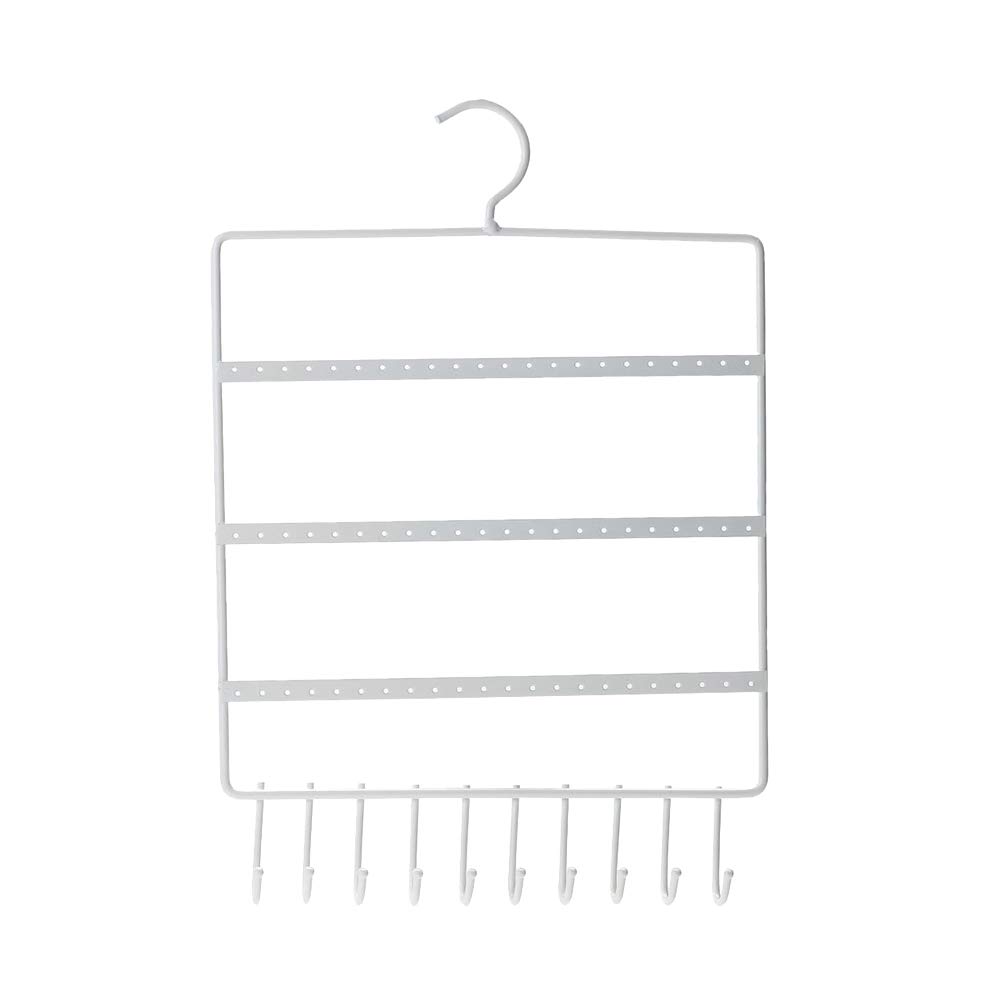 Supporto Da Parete Per Orecchini E Collane – Organizer A Tre Livelli In Metallo Bianco – 36x27x3,5 Cm - 2
