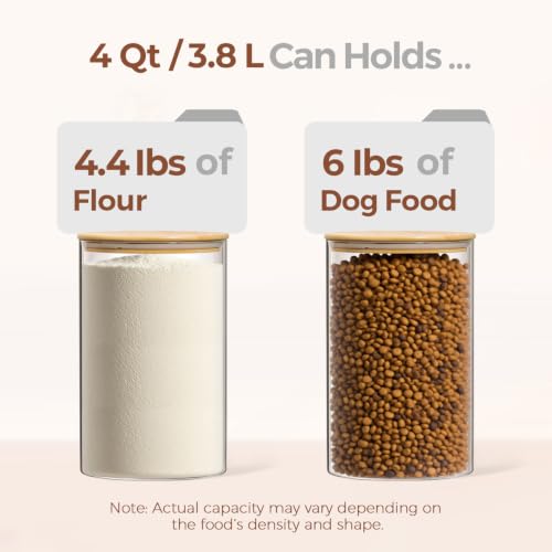 Image of ComSaf Flour Sugar Storage Containers 4 Qt, 2 Pack Glass Flour Container
