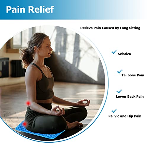 Luckgeto Gel Seat Cushion For Long Sitting Breathable Honeycomb Gel Cushion Tailbone Pain Relief Office Chair Cushion Gel Relief Sciatica Pain With Non-Slip Cover For Wheelchair Home Cars Long Trips #TOP6