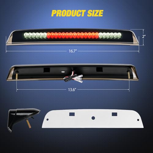 Image of Nilight Third Brake Light Tail High Mount 3rd Stop Cargo Reverse Lights Smoked Lens Compatible with Nissan Titan 2004-2015 Nissan Frontier 2005-2016 Pickup Truck Rear Cab Lamp