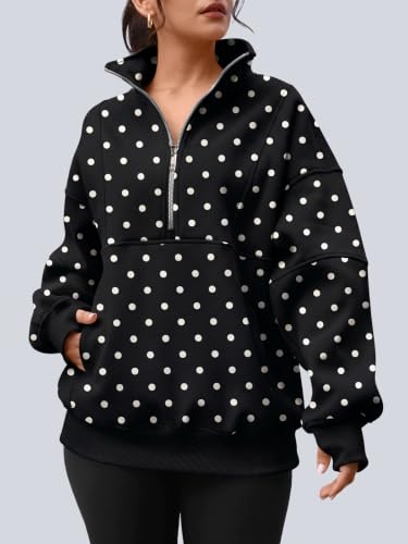 Image of AUTOMET Women's Quarter Zip Oversized Sweatshirt Fleece Mock Neck Pullover