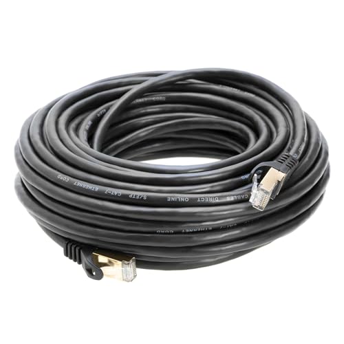 Image of 30FT S /FTP CAT 7 Gold Plated Shielded Ethernet RJ45 Copper Cable 10 Gigabit Ethernet Network Patch Cord Cat7 Black