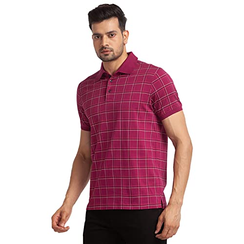 Image of Park Avenue Men's Pure Cotton Print Pattern Slim Fit Polo Collar Half Sleeve Casual T-Shirt