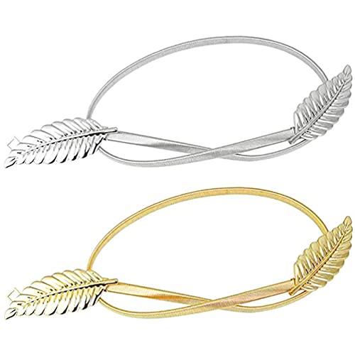 Familyhouse Women's Metallic Elastic Stretchy Skinny Chain Leaf Belt Stylish Metal Leaf Dress Belt