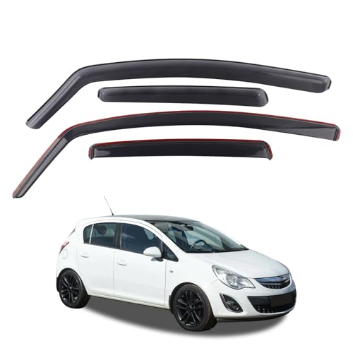 BONRYAN Lot de 4 déflecteurs d'air pour Opel Corsa D E 2006-2019 5 portes à hayon - Déflecteurs d'air intégrés - Protection contre le vent, la pluie et le...
