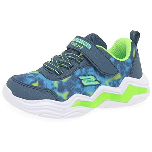 Image of Skechers Baby Boy's Erupters Iv Sneakers, Navy Textile/Navy Synthetic/Lime Trim, 4 UK Child