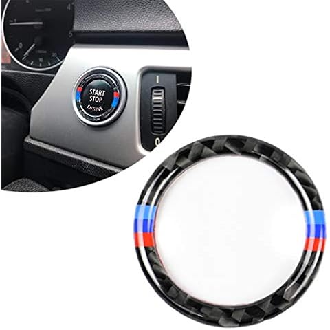 Fsforcar Carbon Fiber Car Engine Start Stop Ignition Key Ring Decorative Sticker for Car Model BMW E90 E92 E93 3 Series Engine Start Button Cover (Mixed Color) Cover