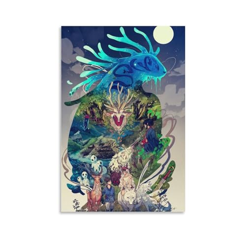 Image of Mononoke Collage Princess 90s Movie Anime Posters & Prints Wall Decor For Bedroom Canvas Painting Bathroom Art Wall Decor 12x18inch(30x45cm)