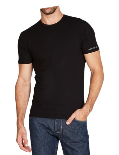 Kappa - Camiseta interior k1305 para hombre de manga corta, cuello redondo, talla M, color negro, 100% algodón peinado, paquete de 1 unidad