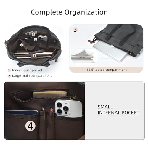 Bolso tote de lona con compartimento para uso diario miniatura 5