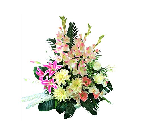 LBA Centre de Fleurs artificielles pour cimetière. Également pour Les églises. Journée spéciale de la Toussaint. Dimensions : 80 x 70 x 45 cm.