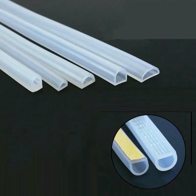 Bande d'étanchéité en caoutchouc de silicone en forme de D, 1 m, autocollante, haute température, pour porte et fenêtre, isolation phonique