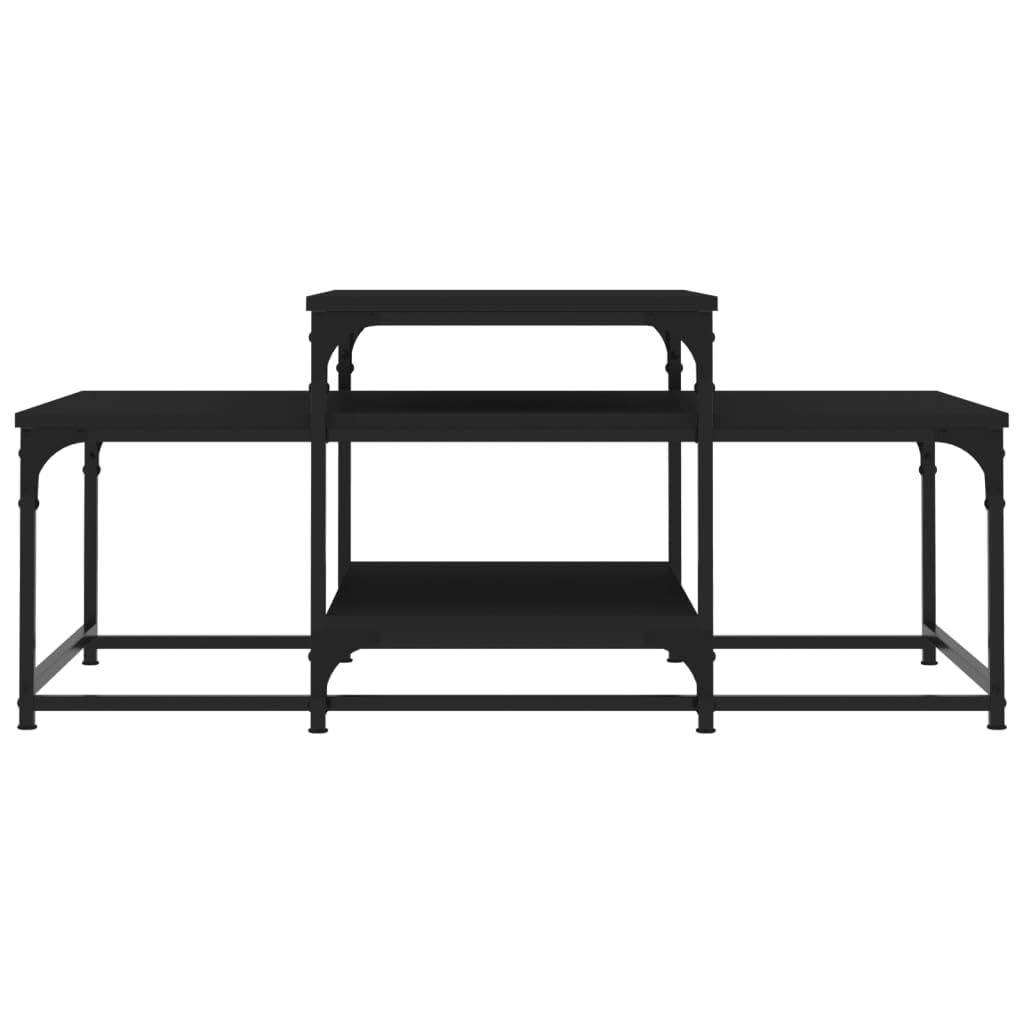 Homgoday Tavolino da caffè nero 102 x 60 x 45 cm, in legno ingegnerizzato, tavolino da tè per soggiorno, sala d'accoglienza degli ospiti, camera da letto e mobili da ufficio