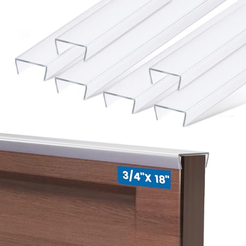 6 Pack 18 Length Cabinet Door Protector Edge Guard 3/4 Thick Slip-On Cabinet Edge Protector Plastic Edge Protectors for Kitchen Cabinet Trash Drawer Clear