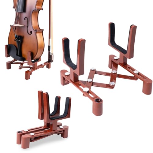 FANGXIN Violin Stand Musical Instrument Stand with Bow Holder for Violin,Portable and Foldable (Red)