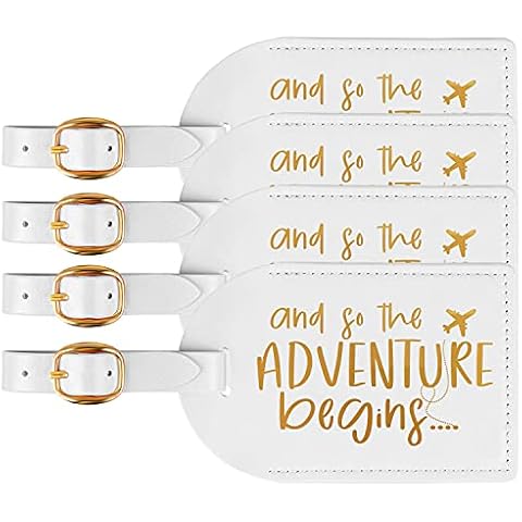 GSPY so The Adventure Begins Luggage Tags,Wedding Favors for Guests, Bridesmaid Gifts,Wedding Gifts, Honeymoon, Bridal Shower Gift,Bridal Party, Bachelorette Party, Destination Wedding Favors, White Cover