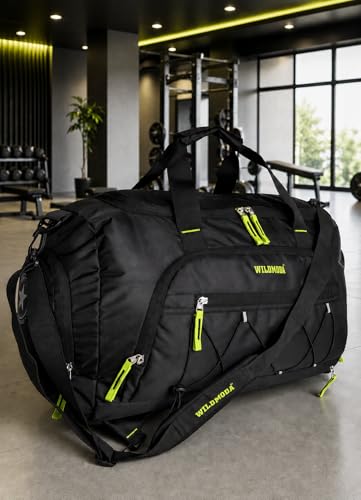 Image of 50L Gym Duffel Bag | Large Travel Sports Bag for Men & Women (Black & Green)