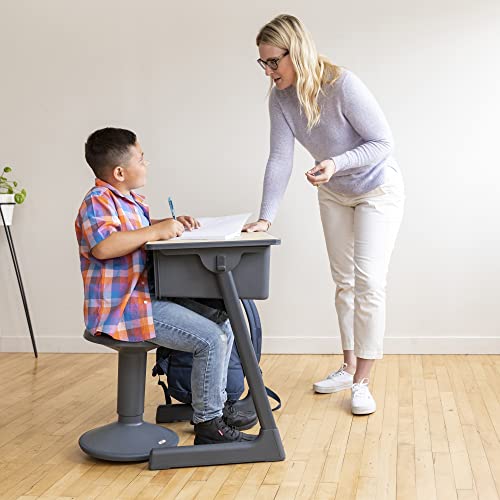 Image of ECR4Kids Cave Open Front Desk with Plastic Book Box, Classroom Furniture, Maple /Black