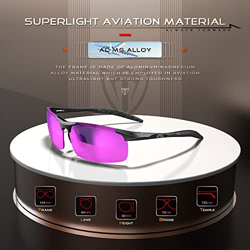ATTCL Bundle gifts for men Fashion Driving Polarized Sunglasses for Men Al-Mg Metal Frame Ultra Light:(8177-Black-purple)+(8177-black-gray)4