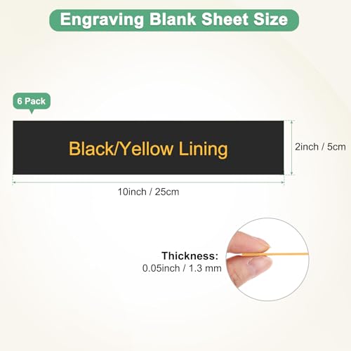 Image of M METERXITY 6-Pack Engraving Blank Materials Double Color 10x2 Inch, 1.3mm Thick ABS Plastic Sheet Yard Signs Name Plate for Door /Office /Home /Conference /Hotel /DIY Carving[Black /Yellow]