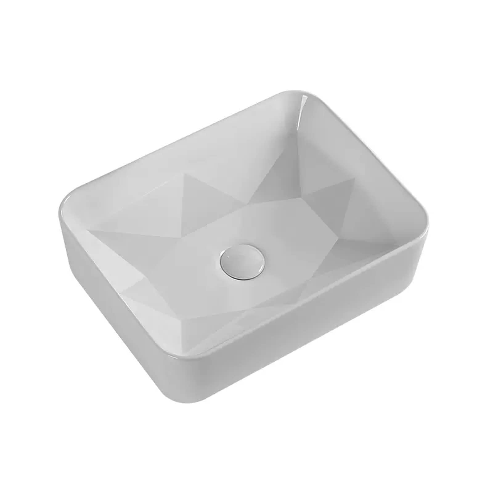 Sjdopulse 1 X Sink White Geometric Artistic Ceramic Washbasin, Rectangular Countertop Basin, Over Counter Top Basin, 18.1 X 13.7 X 5.5 In, 1 Sink