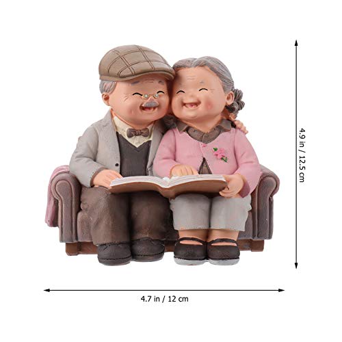 CLISPEED Mini Amoroso Casal Idoso Estatuetas Enfeites de Mesa Resina Aniversário de Casamento Dia Do