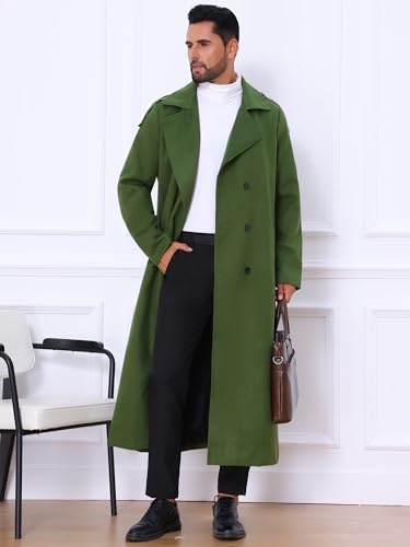 Image of Lars Amadeus Men's Winter Pea Coat Notch Lapel Double Breasted Solid Color Overcoat