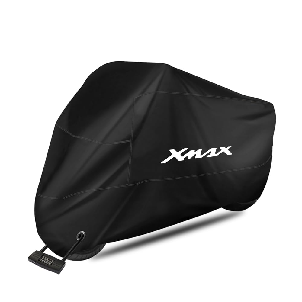 Housse de protection de moto imperméable pour extérieur et intérieur 210D en polyester anti-poussière, coupe-vent et anti-neige pour XMAX X-MAX 125 250 300 400 (265 x 105 x 125 cm)