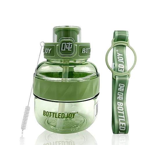 Bottled Joy Gallonen-Wasserflasche, 590 ml, Wasserflasche mit Strohhalm, 600 ml Flasche, Joy Sport-Wasserkrug, BPA-frei und Tritan, Sport-Wasserflasche für Fitness, Outdoor, Radfahren, Geschenke für