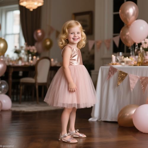 Image of ESTINE Toddler /Little Kid Girls Bow Open Toe Flat Evening Dress Sandals