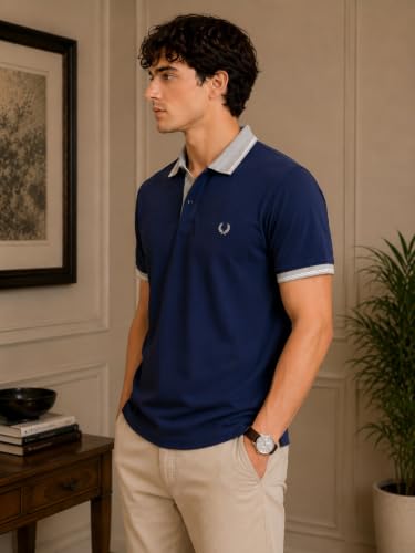 Image of Mens Pique Polo T-Shirt | Cotton Rich, Smart Fit Polo with Embroidered Logo | Casual & Sports Wear | Polo T-Shirt for Men
