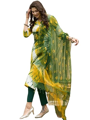 Kurta droit imprimé coton avec pantalon et dupatta 464 pour femme