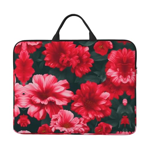 Funda para laptop 14in flores rosas con asa y bolsillo miniatura 1
