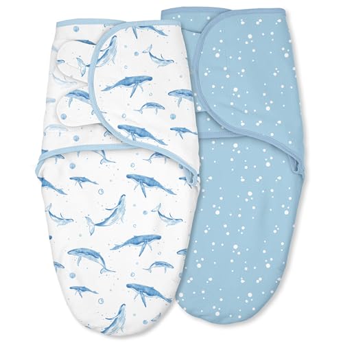 CIVARUA KIDS Baby Swaddles for Newborn Organic Cotton,Soft & Snug Newborn Velcro Swaddle 0-3 Months Sleep Sack Helps Calm Startle Reflex, 2-Pack Wrap...