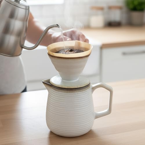 Image of pour over coffee maker - Ceramic Dripper Pot, Heat-Resistant & Easy Clean