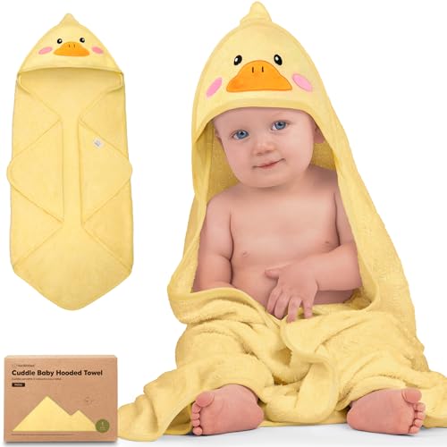 Image of KeaBabies Hooded Baby Towel for Newborn, Baby Bath Towels (Duck, 30x30) | Viscose Derived from Bamboo, Large Baby Towels with Hood, Boys, Girls, Toddler, Soft Absorbent Baby Bath Essentials