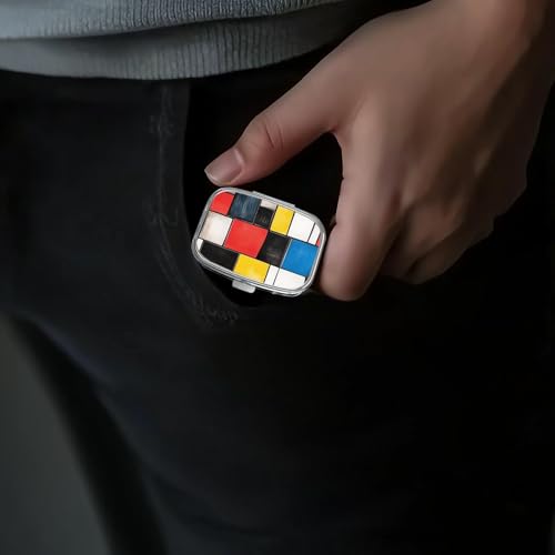 Image of Pill Box-2 Compartment Small Pill Case Portable for Pocket & Purse Single Pill Carrier Pill Container to Hold Vitamins Medication Fish Oil and Supplements BPA-Free(Trichromatic)