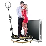 OHYEAHSPIN 360 Photo Booth with Flight Case, Ring Light, Software APP Remote Control for Parties 2-3 People Stand on Automatic 360 Rotating Camera Video Booth(27'')
